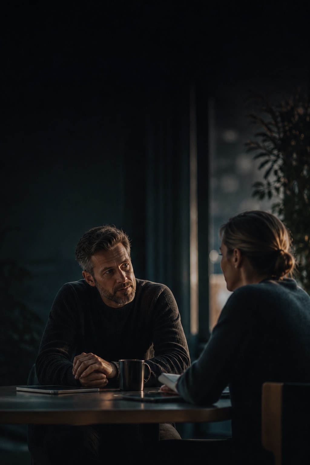 A manager and employee having a thoughtful one-to-one conversation.